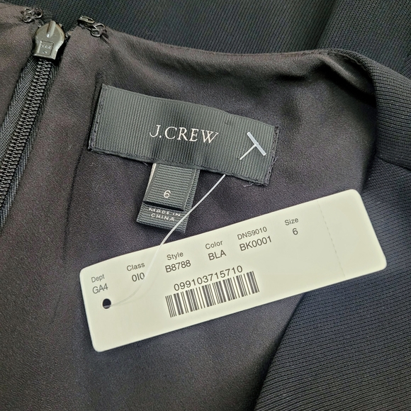 NWT J.CREW Black V Neck Stretch Ponte Sleeveless Ruffle Hem Sheath Dress 6 - Picture 7 of 10